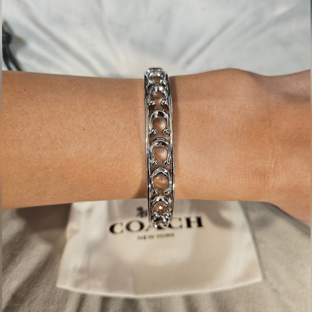 Coach Silver Braided Bangle